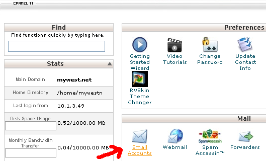 Select Email Accounts cPanel Select Email Accounts cPanel